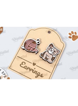 Σετ των 3 Intra απο ξύλο plywood 3mm-4mm πάχος Σκουλαρίκια γάτας . Σκουλαρίκια για κατοικίδια Δίασταση 3x3 cm INTRAFABR-115293284