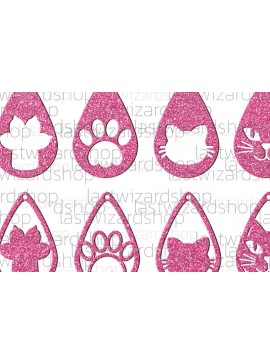 Σετ των 3 Intra απο ξύλο plywood 3mm-4mm πάχος Σκουλαρίκια Cat , Paw Cat Faux Leather Δίασταση 3x3 cm INTRAFABR-25097326