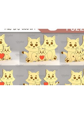 Σετ των 2 Intra απο ξύλο plywood 3mm-4mm πάχος κοπής με λέιζερ για οικογένεια γάτα Δίασταση 30x20 cm INTRAFABR-90245222