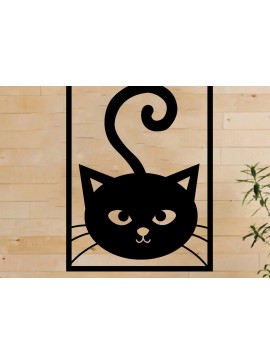 Intra απο ξύλο plywood 3mm-4mm πάχος Cat Hanging Wall Art, Cat Metal Wall Art Δίασταση 40x40 cm INTRAFABR-64489094