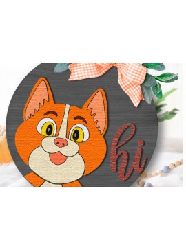 Σετ των 2 Intra απο ξύλο plywood 3mm-4mm πάχος Cat Hi , κοπής πινακίδων πόρτας σε στρώσεις Δίασταση 15x15 cm INTRAFABR-114689262