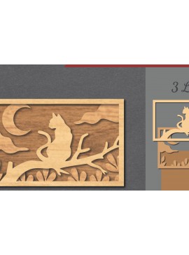 Σετ των 2 Intra απο ξύλο plywood 3mm-4mm πάχος Cat in the Tree Διακόσμηση σπιτιού με λέιζερ Δίασταση 15x15 cm INTRAFABR-112341435