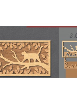Σετ των 2 Intra απο ξύλο plywood 3mm-4mm πάχος Cat in the Tree Διακόσμηση σπιτιού με λέιζερ Δίασταση 15x15 cm INTRAFABR-112341649