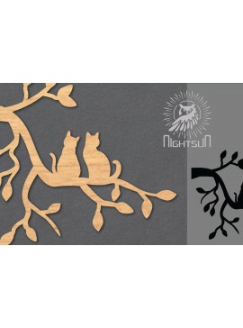 Σετ των 2 Intra απο ξύλο plywood 3mm-4mm πάχος Διακόσμηση κοπής με λέιζερ Cat in Tree 1 Δίασταση 15x15 cm INTRAFABR-120094255