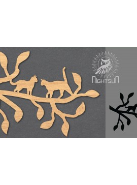 Σετ των 3 Intra απο ξύλο plywood 3mm-4mm πάχος Διακόσμηση κοπής με λέιζερ Cat in Tree 5 Δίασταση 15x15 cm INTRAFABR-120094345