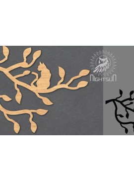 Σετ των 2 Intra απο ξύλο plywood 3mm-4mm πάχος Διακόσμηση κοπής με λέιζερ Cat in Tree 6 Δίασταση 15x15 cm INTRAFABR-120094360