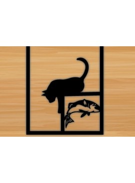 Σετ των 2 Intra απο ξύλο plywood 3mm-4mm πάχος κοπής με λέιζερ για διακόσμηση τοίχου γάτα σε παράθυρο Δίασταση 40x40 cm INTRAFABR-69975174