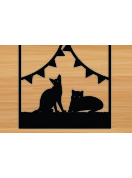 Σετ των 2 Intra απο ξύλο plywood 3mm-4mm πάχος Cat  Wall Art File Cut  Metal Δίασταση 40x40 cm INTRAFABR-69337047