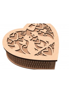 Σετ των 2 Intra απο ξύλο plywood 3mm-4mm πάχος Cat Love Heart Box Cut  Δίασταση 15x15 cm INTRAFABR-113117723