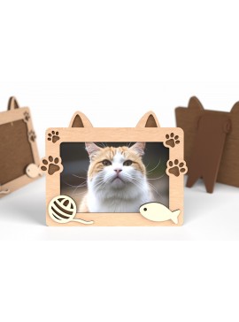 Σετ των 2 Intra απο ξύλο plywood 3mm-4mm πάχος Κορνίζα Cat Lover - Δίασταση 20x30 cm INTRAFABR-117293099