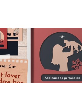 Σετ των 2 Intra απο ξύλο plywood 3mm-4mm πάχος Cat Lover Shadow Box, Cat Mom Light Box Δίασταση 25x25 cm INTRAFABR-81071070