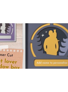 Σετ των 3 Intra απο ξύλο plywood 3mm-4mm πάχος Cat Lover Shadow Box, Feline Light Box Δίασταση 9x9 cm INTRAFABR-81096149