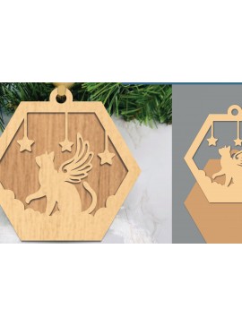 Σετ των 3 Intra απο ξύλο plywood 3mm-4mm πάχος Στολίδι κοπής με λέιζερ γατών Memorial Δίασταση 8x8 cm INTRAFABR-105468656