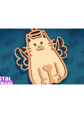 Σετ των 3 Intra απο ξύλο plywood 3mm-4mm πάχος Σχέδιο κοπής με λέιζερ στολίδι αναμνηστικού γάτας Δίασταση 8x8 cm INTRAFABR-95647415