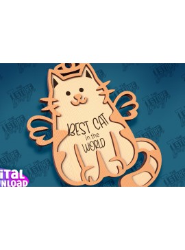 Σετ των 3 Intra απο ξύλο plywood 3mm-4mm πάχος Σχέδιο κοπής με λέιζερ στολίδι αναμνηστικού γάτας Δίασταση 8x8 cm INTRAFABR-95647379