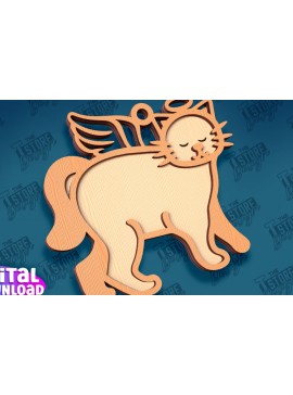 Σετ των 3 Intra απο ξύλο plywood 3mm-4mm πάχος Σχέδιο κοπής με λέιζερ στολίδι αναμνηστικού γάτας Δίασταση 8x8 cm INTRAFABR-95647384