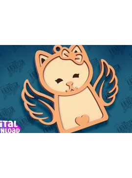 Σετ των 3 Intra απο ξύλο plywood 3mm-4mm πάχος Σχέδιο κοπής με λέιζερ στολίδι αναμνηστικού γάτας Δίασταση 8x8 cm INTRAFABR-95647390