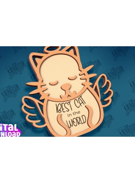 Σετ των 3 Intra απο ξύλο plywood 3mm-4mm πάχος Σχέδιο κοπής με λέιζερ στολίδι αναμνηστικού γάτας Δίασταση 8x8 cm INTRAFABR-95647395