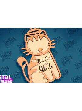 Σετ των 3 Intra απο ξύλο plywood 3mm-4mm πάχος Σχέδιο κοπής με λέιζερ στολίδι αναμνηστικού γάτας Δίασταση 8x8 cm INTRAFABR-95647261