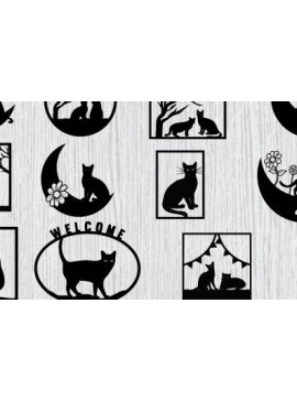 Σετ των 2 Intra απο ξύλο plywood 3mm-4mm πάχος κοπής με λέιζερ μεταλλικού τοίχου Cat Δίασταση 40x40 cm INTRAFABR-73383723