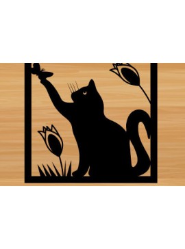 Σετ των 2 Intra απο ξύλο plywood 3mm-4mm πάχος κοπής με λέιζερ μεταλλικού τοίχου Cat Δίασταση 40x40 cm INTRAFABR-72027246