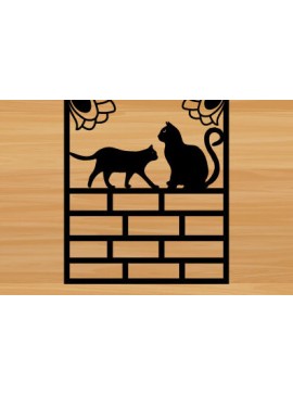 Intra απο ξύλο plywood 3mm-4mm πάχος κοπής με λέιζερ μεταλλικού τοίχου Cat Δίασταση 40x40 cm INTRAFABR-72337144