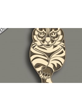 Intra απο ξύλο plywood 3mm-4mm πάχος Cat Multilayer 3D /Cat 3D Mandala Δίασταση 30x30 cm INTRAFABR-62184636