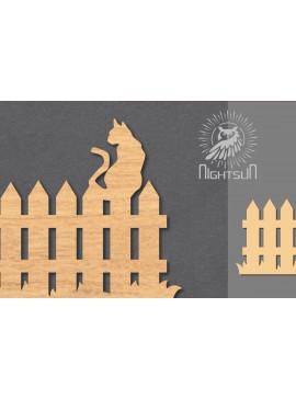 Σετ των 2 Intra απο ξύλο plywood 3mm-4mm πάχος Διακόσμηση κοπής με λέιζερ Cat on the Fence 2 Δίασταση 15x15 cm INTRAFABR-117327883