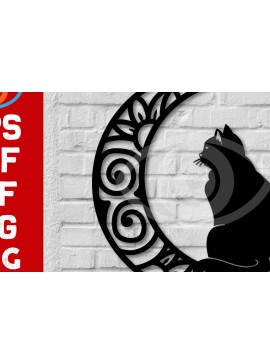 Intra απο ξύλο plywood 3mm-4mm πάχος Σχεδιασμός διακόσμησης τοίχου Cat on the Moon Δίασταση 40x40 cm INTRAFABR-72298103