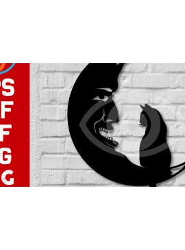 Intra απο ξύλο plywood 3mm-4mm πάχος Σχεδιασμός διακόσμησης τοίχου Cat on the Moon Δίασταση 40x40 cm INTRAFABR-72299716