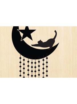 Σετ των 2 Intra απο ξύλο plywood 3mm-4mm πάχος Σχεδιασμός διακόσμησης τοίχου Cat on the Moon Δίασταση 15x18 cm INTRAFABR-91230697