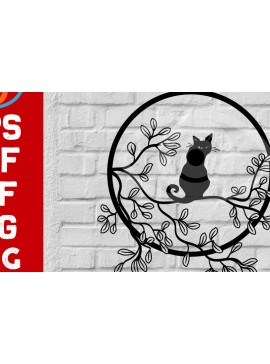 Σετ των 2 Intra απο ξύλο plywood 3mm-4mm πάχος Διακόσμηση τοίχου Cat on Tree Art Wall Art Δίασταση 40x40 cm INTRAFABR-67420473