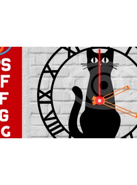 Σετ των 2 Intra απο ξύλο plywood 3mm-4mm πάχος Cat on Wall Clock Art Decor Design Δίασταση 40x40 cm INTRAFABR-68966787