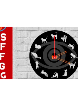 Intra απο ξύλο plywood 3mm-4mm πάχος Cat on Wall Clock Art Decor Design Δίασταση 40x40 cm INTRAFABR-69274624