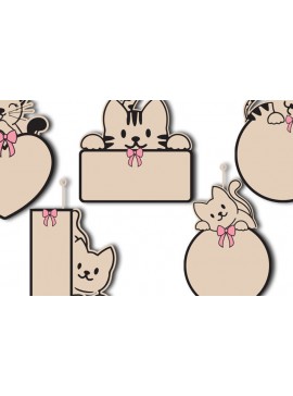 Σετ των 2 Intra απο ξύλο plywood 3mm-4mm πάχος Σχέδιο κατοικίδιο ζώο στολίδι για γάτα Δίασταση 15x18 cm INTRAFABR-91516343