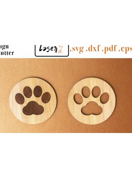 Σετ των 2 Intra απο ξύλο plywood 3mm-4mm πάχος Λίμα Cat Paw Coasters για κόφτη λέιζερ Δίασταση 15x15 cm INTRAFABR-86248169