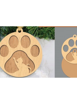 Σετ των 3 Intra απο ξύλο plywood 3mm-4mm πάχος Στολίδι με λέιζερ κοπής γάτας Δίασταση 8x8 cm INTRAFABR-105775413