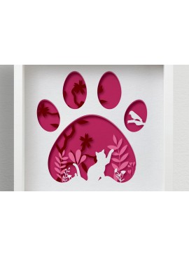 Intra απο ξύλο plywood 3mm-4mm πάχος Cat Paw Shadow Box , 3d Paper Cut Δίασταση 30x30 cm INTRAFABR-57735877