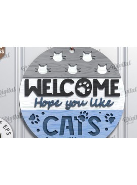 Intra απο ξύλο plywood 3mm-4mm πάχος Σχέδιο κοπής με λέιζερ στρογγυλή πινακίδα γάτα Δίασταση 30x20 cm INTRAFABR-111283679