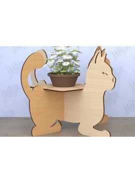 Σετ των 2 Intra απο ξύλο plywood 3mm-4mm πάχος Στάση για γλάστρα σε σχήμα γάτας | Διακόσμηση σπιτιού Δίασταση 30x20 cm INTRAFABR-119248802