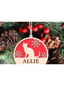 Σετ των 3 Intra απο ξύλο plywood 3mm-4mm πάχος Στολίδι σιλουέτας γάτας κομμένο με λέιζερ Δίασταση 8x8 cm INTRAFABR-40657910