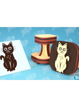 Intra απο ξύλο plywood 3mm-4mm πάχος Σφραγίδα γάτας | Παιδικό Σχέδιο | CNC Δίασταση 30x20 cm INTRAFABR-99549626