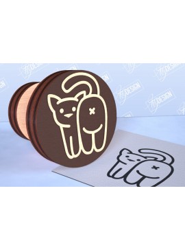 Intra απο ξύλο plywood 3mm-4mm πάχος Σφραγίδα γάτας | Αστεία γάτα | CNC Δίασταση 30x20 cm INTRAFABR-98554660