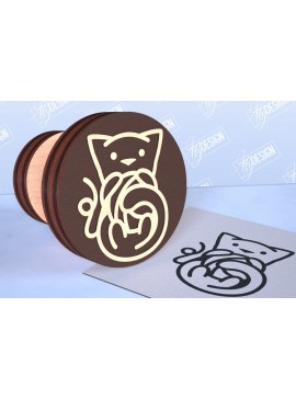 Σετ των 2 Intra απο ξύλο plywood 3mm-4mm πάχος Σφραγίδα γάτας | Αστεία γάτα | CNC Δίασταση 30x20 cm INTRAFABR-98554726