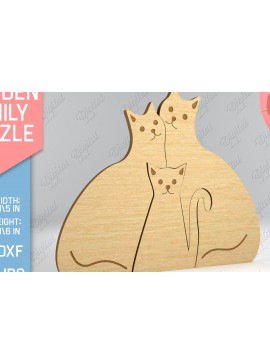 Intra απο ξύλο plywood 3mm-4mm πάχος Γάτα . Ξύλινο Family Puzzle  Δίασταση 30x20 cm INTRAFABR-83146988