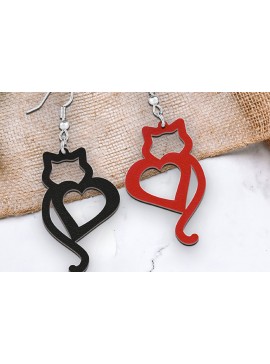 Σετ των 3 Intra απο ξύλο plywood 3mm-4mm πάχος Σκουλαρίκια Valentine Cat Σκουλαρίκια . Δίασταση 4x4 cm INTRAFABR-113162446