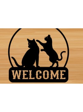 Σετ των 2 Intra απο ξύλο plywood 3mm-4mm πάχος Cat Welcome Design Διακοσμητικό τοίχου με Δίασταση 40x40 cm INTRAFABR-70294982