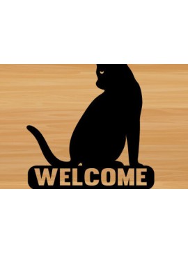 Intra απο ξύλο plywood 3mm-4mm πάχος Cat Welcome Design Διακοσμητικό τοίχου με Δίασταση 40x40 cm INTRAFABR-70293992