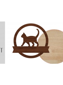 Σετ των 3 Intra απο ξύλο plywood 3mm-4mm πάχος Γάτα καλωσορίσματος σημάδι και κενό Δίασταση 9x9 cm INTRAFABR-13922413