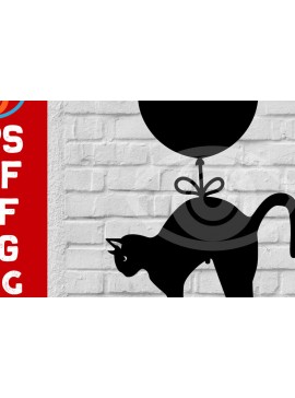 Σετ των 2 Intra απο ξύλο plywood 3mm-4mm πάχος Γάτα με Μπαλόνι Καρδιάς Τέχνης Τοίχου Δίασταση 40x40 cm INTRAFABR-72298616